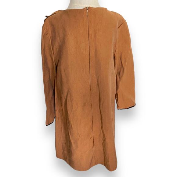 Zara Girls Dress Size 8 Copper Bronze Black Draped Neckline A‎ Line Shift - Picture 3 of 7